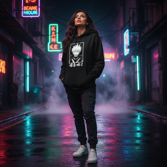 Black Graphic Hoodie MY HERO ACADEMY - Picture 1 of 3